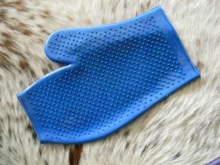 Rubber Horse Grooming and Massage Hand Mitt Blue Color