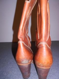Vintage Womens Cowboy Boots 7 5 Stacked Heel Shorty 70s Western Boho