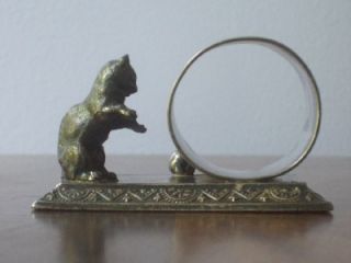 Babcock Silver Plate Figural Cat Napkin Ring Holder