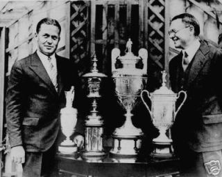 Bobby Jones 1930 Grand Slam Photo w All 4 Trophies