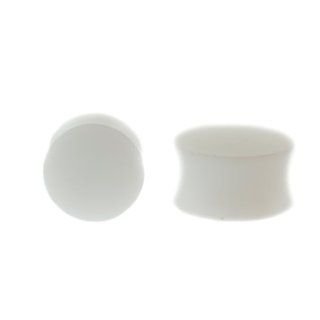 White Plastic Ear Plugs; Earring Plugs; 3/4 diameter; Sold in Pairs