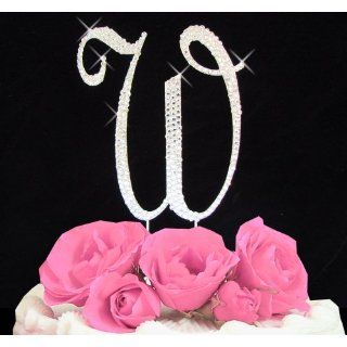 Letter W   Swarovski Crystal Monogram Wedding Cake Topper