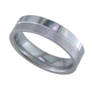Joie Chic Flat Style Titanium Ring with Semi Polished Semi