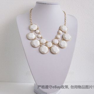  white Baublebox circles reversible bib necklace,Hot Baublebox Necklace