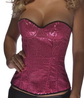 Sexy Pink Sequin Underwire Corset Bustier Lingerie Size Small Plus