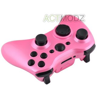 Xbox 360 Glossy Pink Controller Shell Case with Black Buttons Full