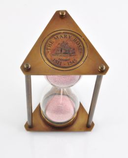 Triangle Plate Brass Sand Timer Hourglass Antique Reproduction