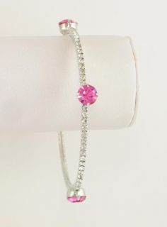 Sterling EP Hot Pink Austrian Crystal Bling Bangle Bracelet