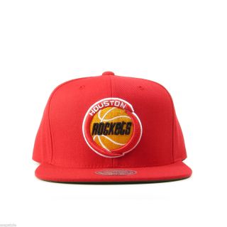  Houston Rockets Snapback Mitchell Ness One Tone Red Logo Hat