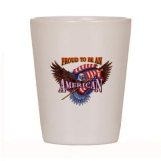 Shot Glass White of Proud To Be An American Bald Eagle and