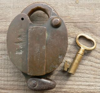 Antique ‘J L Howard Co’ Hartford Ct Brass Padlock with Key