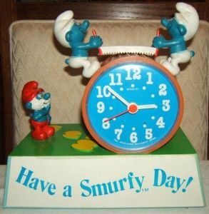  HAVE A SMURFY DAY TALKING ALARM CLOCK 3D FIGURES WORKS WELL
