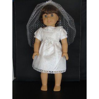 White Confirmation Dress or Wedding Gown with a Veil