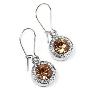 Light Brown and Clear Sparkling Austrian Crystal Drop Earrings Fashion