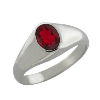 60 Ct Oval Ruby Red Mystic Topaz Sterling Silver Mens Ring: Jewelry