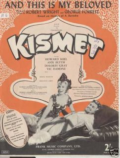 Howard Keel Kismet 50s Sheet Music This Is My Beloved