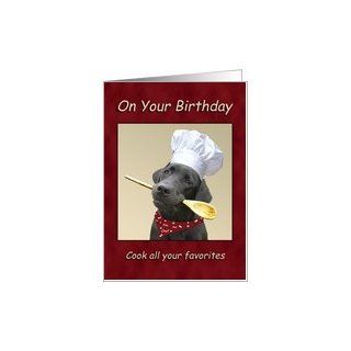 Birthday Chef Black Labrador Cooking Card