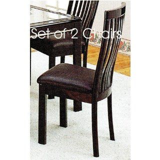 Set of 2 Black Lacquer Finish High Back Dining Side Chairs