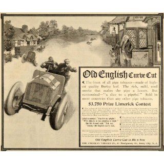 1908 Ad American Tobacco Old English Curve Cut Race Car