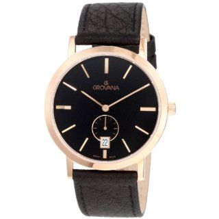 Grovana Mens 1050.1567 Classic Rose Gold Analog Black Watch: Watches