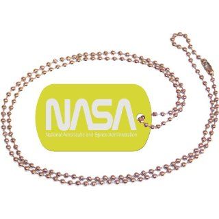 Nasa Worm Logo Gold Dog Tag with Neck Chain Everything