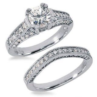 0.92 Carats Diamond Engagement Ring Set: Jewelry