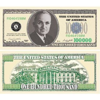 SET OF 5 Harry Truman 100,000 Dollar Novelty Bill Toys