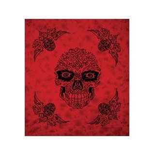  Red Tribal Skull Cotton Tapestry 100 X 90 Tattoo