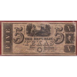 1840 Republic of Texas 5 Dollars 1842 