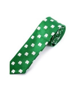 St. Patricks Day Clover Green Poly Slim Tie Clothing