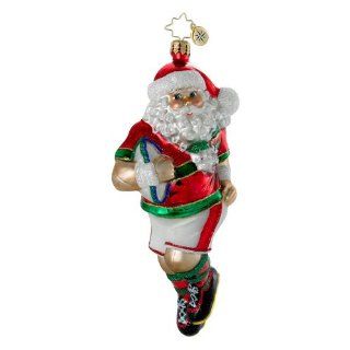 RADKO GOING FOR THE GOAL Santa Football Christmas Glass