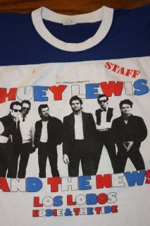 vtg 80s HUEY LEWIS staff concert jersey t shirt BILL GRAHAM tour LOS