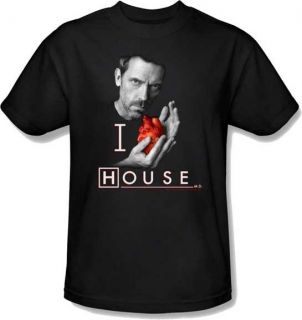  House M D MD I Heart House Hugh Laurie Adult Mens T Shirt NBC