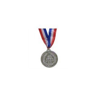 2 Fake Silver Prize Award Medal Medallion on Ribbon