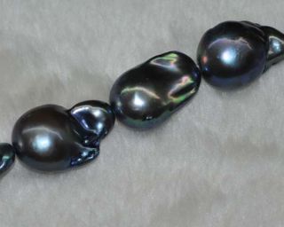 Hugh AA 17 26mm Luster Peacock Blue Baroque Nuclear Freshwater Pearls