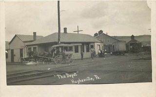 Depot, Pennsylvania, Hughesville, RPPC, Williamsport & North Branch RR
