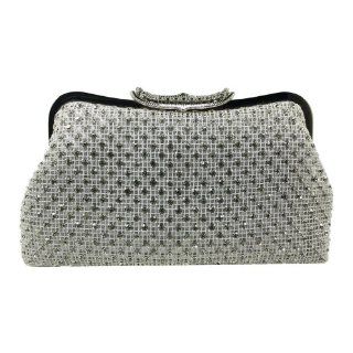 Silver Sophisticated Clutch Evening Purse with Encrusted