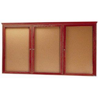 Enclosed Bulletin Board with Oak Frame and Crown Molding