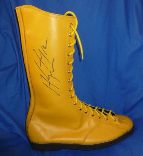 Hulk Hogan Signed Custom Yellow Wrestling Boots PSA DNA