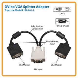 Tripp Lite P120 001 2 Adapter/Splitter Cable   DVI A M to