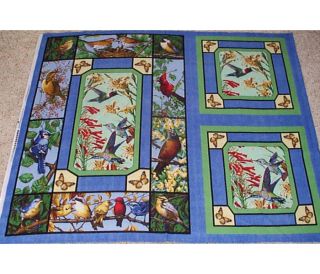 Backyard Birds Hummingbird Quilt Pillow Panels Fabric Cotton