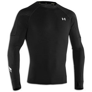 Under Armour Cold Gear Fitted Thermo Run Crew   Mens   Black/Graphite