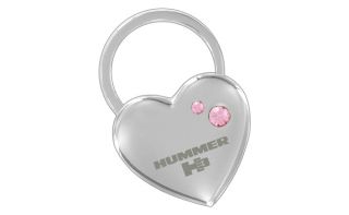 Hummer H3 Heart Shape Keychain 2 Pink Crystals Key Chain