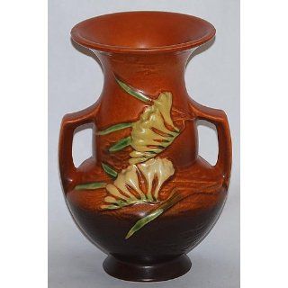 Roseville Pottery Freesia Brown Vase 122 8: Home & Kitchen