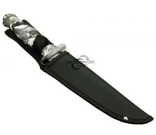  Camo Tactical Kukri Hunting Knife Survival Bowie Fixed Blade