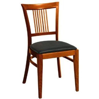 Mission Style Side Chair Black Leather Oak: Home & Kitchen