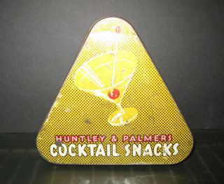 Huntley Palmers Cocktail Snacks Biscuit Tin Antique Advertising