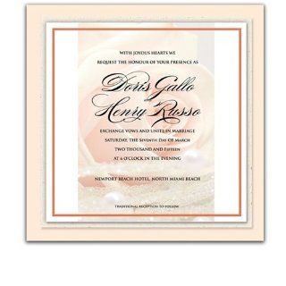 130 Square Wedding Invitations   Blush Peach Rose n
