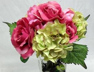 Fuchsia Pink Green Hydrangea Rose Tulip Handtied Wedding Bridal