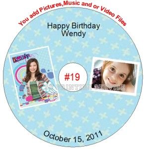 iCarly Birthday Favors Personalized CD or DVD Personalized Custom Made